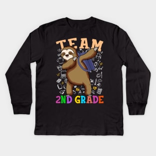 Dabbing Sloth Team 2nd Grade Back To School Shirt Boys Girls Kids Long Sleeve T-Shirt